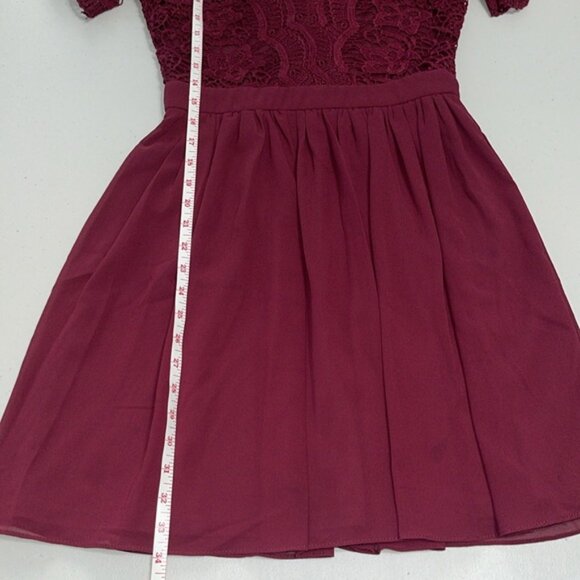 Lulus Angel in Disguise Burgundy Lace Skater Dress - Lace Mini - Small - Picture 6 of 15